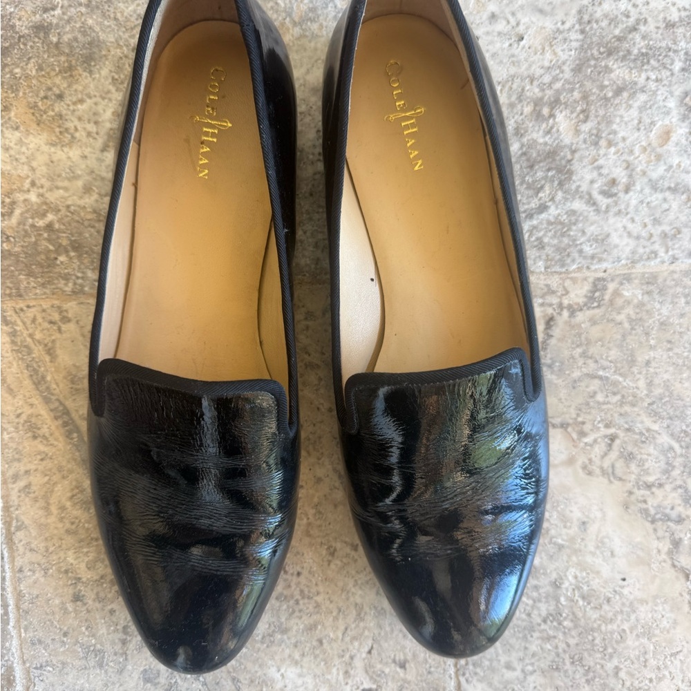 Cole Haan Black Patent Leather Slip-On Loafers